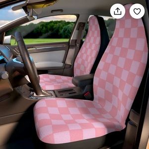 pink checkered car seat covers